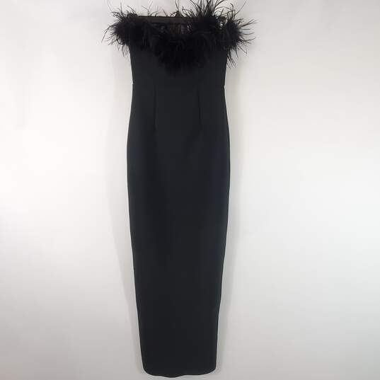 Windsor Women Black Strapless Feather Maxi Dress Sz XS NWT image number 1
