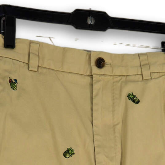 Mens Beige Pineapple Print Slash Pocket Flat Front Chino Shorts Size W33 image number 3