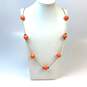 Designer J. Crew Gold-Tone Long Link Chain Stylish Orange Beaded Necklace image number 1