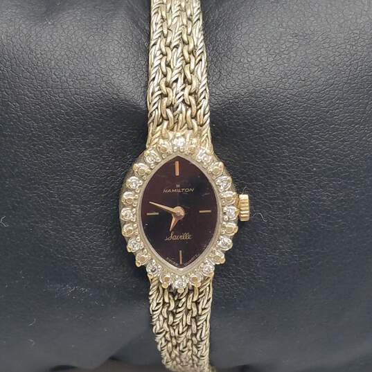 Antique Hamilton Diamond 8086 Crystal Bracelet Ladies Swiss Quartz Watch image number 2
