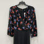 NWT Womens Black Red Floral 3/4 Sleeve V-Neck One Piece Jumpsuit Size 14 image number 3