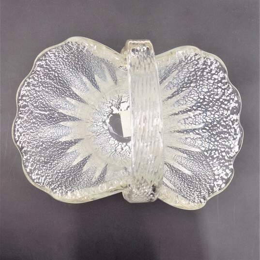 Vintage Larry Laslo For Mikasa Art Glass Basket w/Silver Foil Inclusions 1984 image number 6