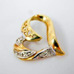 10k Yellow Gold Diamond Accent Scrolled Open Heart Pendant 1.1g alternative image