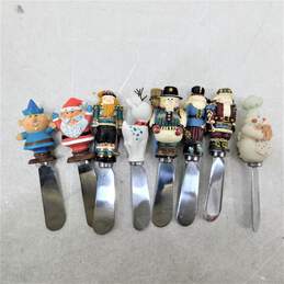 Set of 8 Boston Warehouse Christmas Holiday Cheese Spreaders Snowman Santa Elf