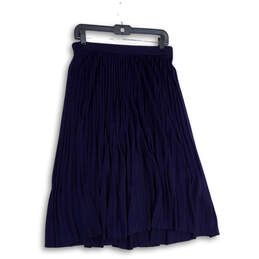 Womens Blue Pleated Elastic Waist Pull-On Midi A-Line Skirt Size Medium alternative image