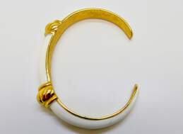 Vintage Crown Trifari White Enamel & Gold Tone Rope Accent Cuff Bracelet 30.4g alternative image