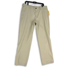 NWT Haggar Mens Tan Flat Front Welt Pocket Straight Leg Chino Pants Size 36x32
