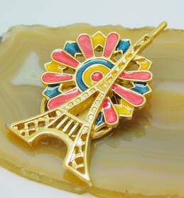 VNTG Bob Mackie Gold Tone Enamel Eiffel Tower Brooch/Scarf Clip alternative image
