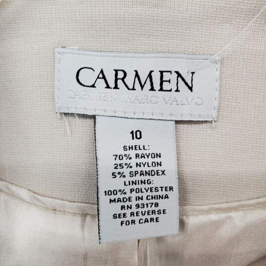 Carmen Marc Valvo Beige Lined Draped Blazer Jacket WM Size 10 NWT image number 3