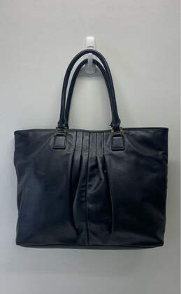 Tory Burch Black Leather Pleated Tote Bag alternative image
