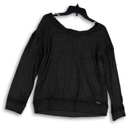 NWT Womens Black Long Sleeve Lace V-Neck Pullover Sweater Size Large alternative image