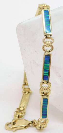 14K Yellow Gold Opal Inlay Bracelet 11.8g