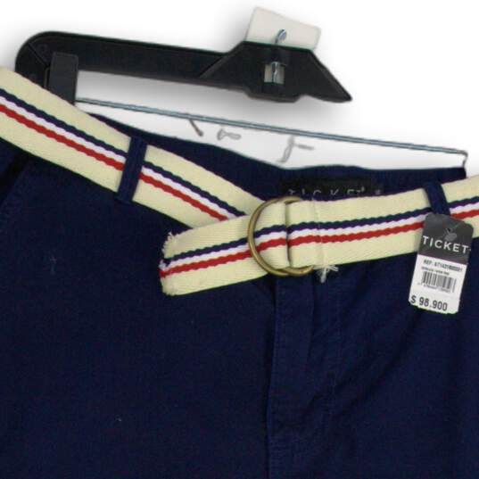 NWT Mens Navy Blue Flat Front Slash Pocket Belted Chino Shorts Size 36 image number 3