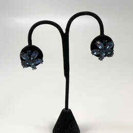 Designer J. Crew Blue Flower Crystal Cut Stone Pierced Stud Earrings alternative image