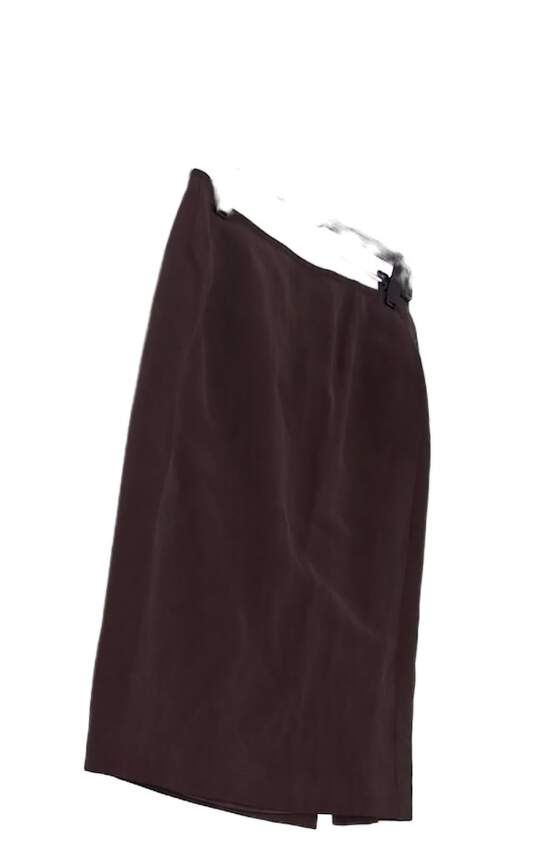 Womens Brown Dark Wash Back Zip Comfort Short Pencil Skirt Size 8 image number 2