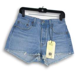 NWT Womens Blue Denim Medium Wash 5-Pocket Design Cut-Off Shorts Size 28