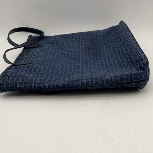 Tommy Hilfiger Womens Navy Blue Signature Print Leather Handle Tote Handbag image number 3
