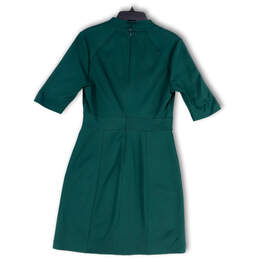 NWT Womens Green V-Neck Short Sleeve Knee Length Back Zip Shift Dress Sz 10 alternative image