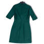 NWT Womens Green V-Neck Short Sleeve Knee Length Back Zip Shift Dress Sz 10 image number 2