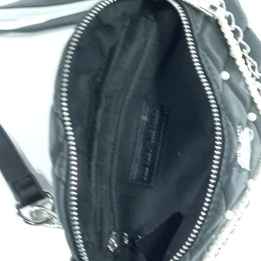 Badgley Mischka Black Vegan Leather Diamond Quilted Fanny Pack With Pearls NWT image number 9