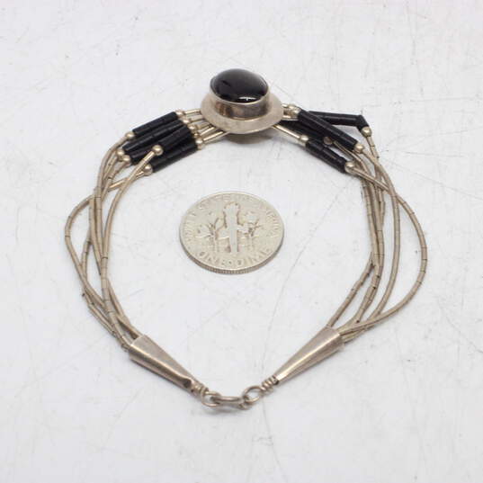 Liquid Sterling Silver Black Onyx Beaded Bracelet - 6.7g image number 3