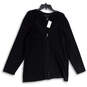 NWT Womens Black V-Neck Long Sleeve Knit Full-Zip Sweater Size 22/24 image number 1