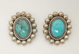 925 vintage turquoise taxco clip on earrings alternative image