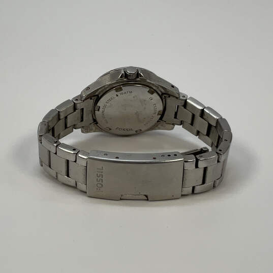 Designer Fossil Silver-Tone Quartz Rhinestone Round Dial Analog Wristwatch image number 2