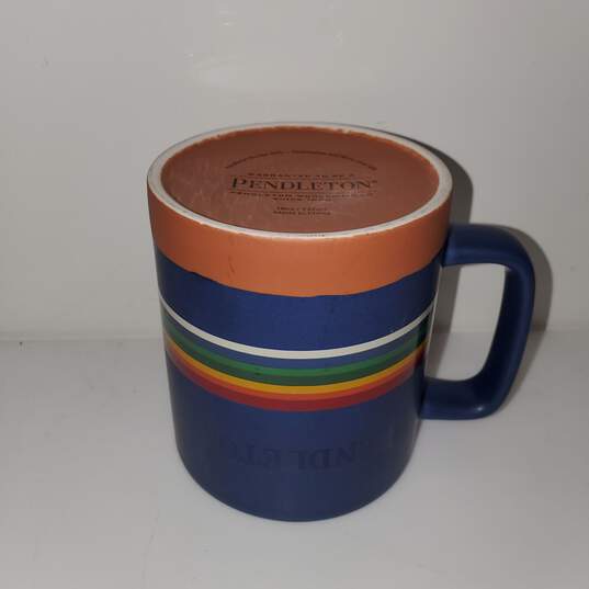 Pendleton Blue D/W M/W Safe Ceramic Mug w/ Rainbow Strip Around It image number 3
