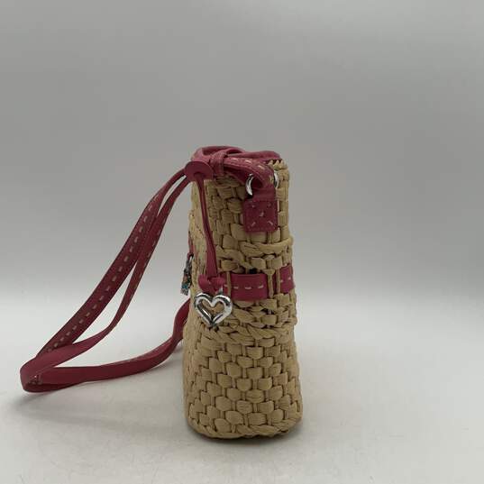 Brighton Womens Pink Brown Zipper Pocket Adjustable Strap Crossbody Bag Purse image number 7