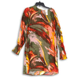 NWT Womens Multicolor Long Sleeve Keyhole Back Shift Dress Size Small alternative image