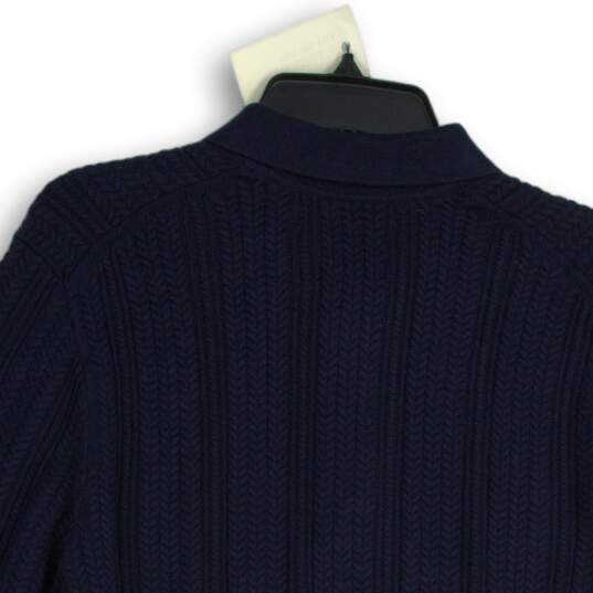 NWT Abercrombie & Fitch Mens Navy Blue Knitted Collared Pullover Sweater Size L image number 4