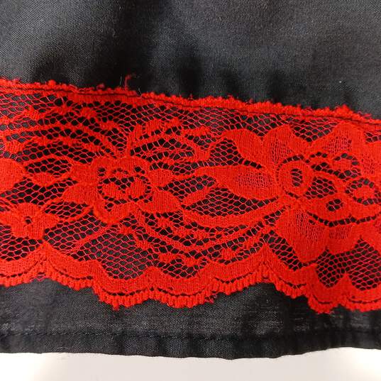 Women's Black Frill Skirt with Red Lace Trim Size L image number 3