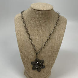 Designer Liz Palacios Silver-Tone Rhinestone Snowflake Pendant Necklace