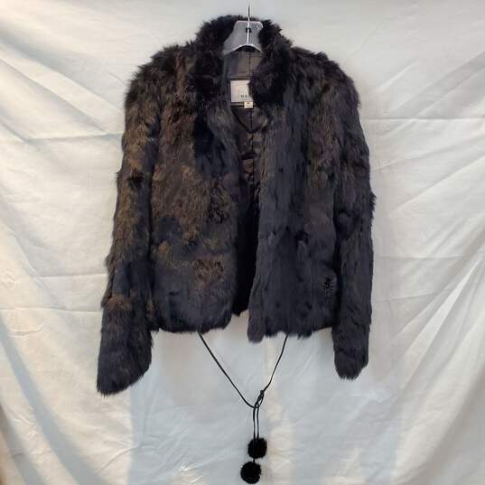 Wilsons Leather Maxima Black Long Sleeve Fur Coat Jacket Size M image number 1