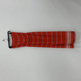 Womens Red White Striped Tie Waist Strapless Pullover Maxi Dress Size XXS