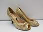 Metallic Gold Tone Peep-Toe Pumps Women's Size 38.5 (Authenticated) image number 3
