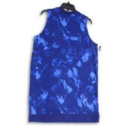 NWT Women Blue Tie-Dye Crew Neck Sleeveless Pockets Mini Dress Size XL alternative image