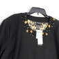 NWT Womens Black Embellished Round Neck Long Sleeve Collarless Jacket Sz 4X image number 3