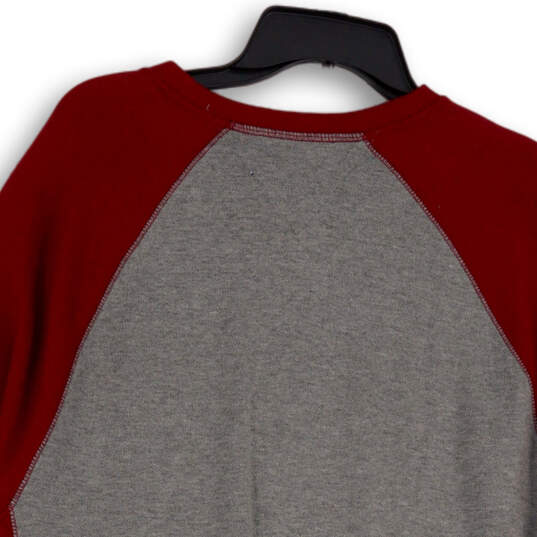 Mens Gray Red Round Neck Long Sleeve Pullover Sweatshirt Size Large image number 4
