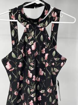 Womens Black Floral Halter Neck Back Zip Sheath Dress Size 10 W-0528922-D alternative image