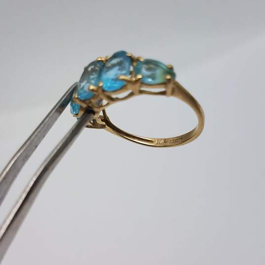 Sanuk 10k Gold Blue Gemstone Sz 5 1/2 Ring 2.4g image number 6