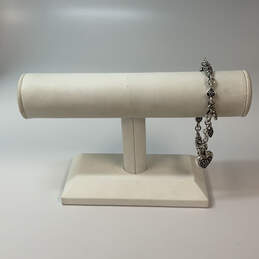 Designer Brighton Silver-Tone Scrolled Link Chain Heart Charm Bracelet