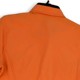 Womens Orange Spread Collar Short Sleeve Button-Up Shirt Size Large