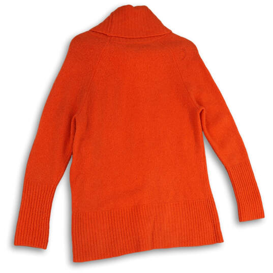 Womens Orange Knitted Turtle Neck Side Zip Pullover Sweater Size Medium image number 2