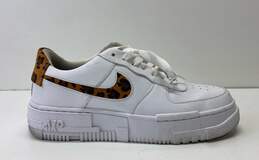 Nike AF 1 Low Pixel SE Women's White Sneakers with Leopard Print Swoosh Sz. 8.5