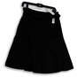 NWT Womens Black Flat Front Belted Knee Length A-Line Skirt Size 6 image number 1