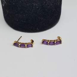 10k Gold Purple Gemstone Post Earrings 1.4g