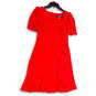 Womens Red Ruffle Square Neck Ruffle Hem Back Zip Sheath Dress Size 4 image number 1