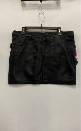 NWT Thalia Sodi Womens Black Genuine Lambskin Leather Mini Skirt Size 13/14